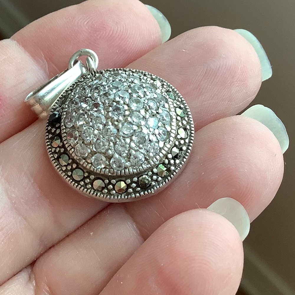 Sterling Silver Pendant with clear and Marcasite stones